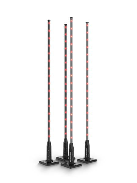 BUNDLE OF FOUR FREE-STANDING LED ARRAY LIGHTS & 4 SLIP-ON FROSTED TUBES, BATTERY-POWERED, RF REMOTE